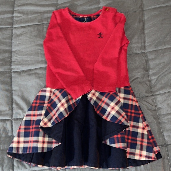 JESSIE AND JAMES LONDON RED BLUE CREAM PLAID LONG SLEEVE RUFFLED DRESS Size 3YR - Picture 15 of 15